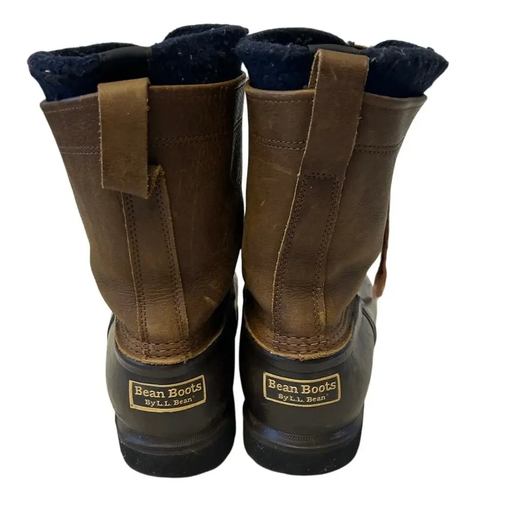 L.L. Bean Men's Leather Duck Boot Brown Vibram Gumlite Sole Size 12M Winter